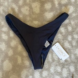 NWT L’Space M Pointelle Ribbed Cabana itsy bitsy Bikini bottom in Slate